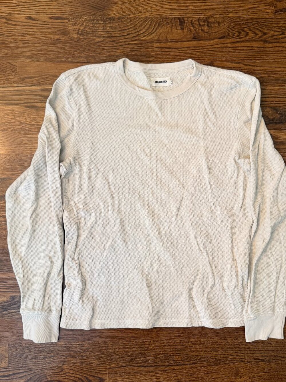 Taylor Stitch Organic Cotton Crew, Size Small 38, Vintage White Waffle